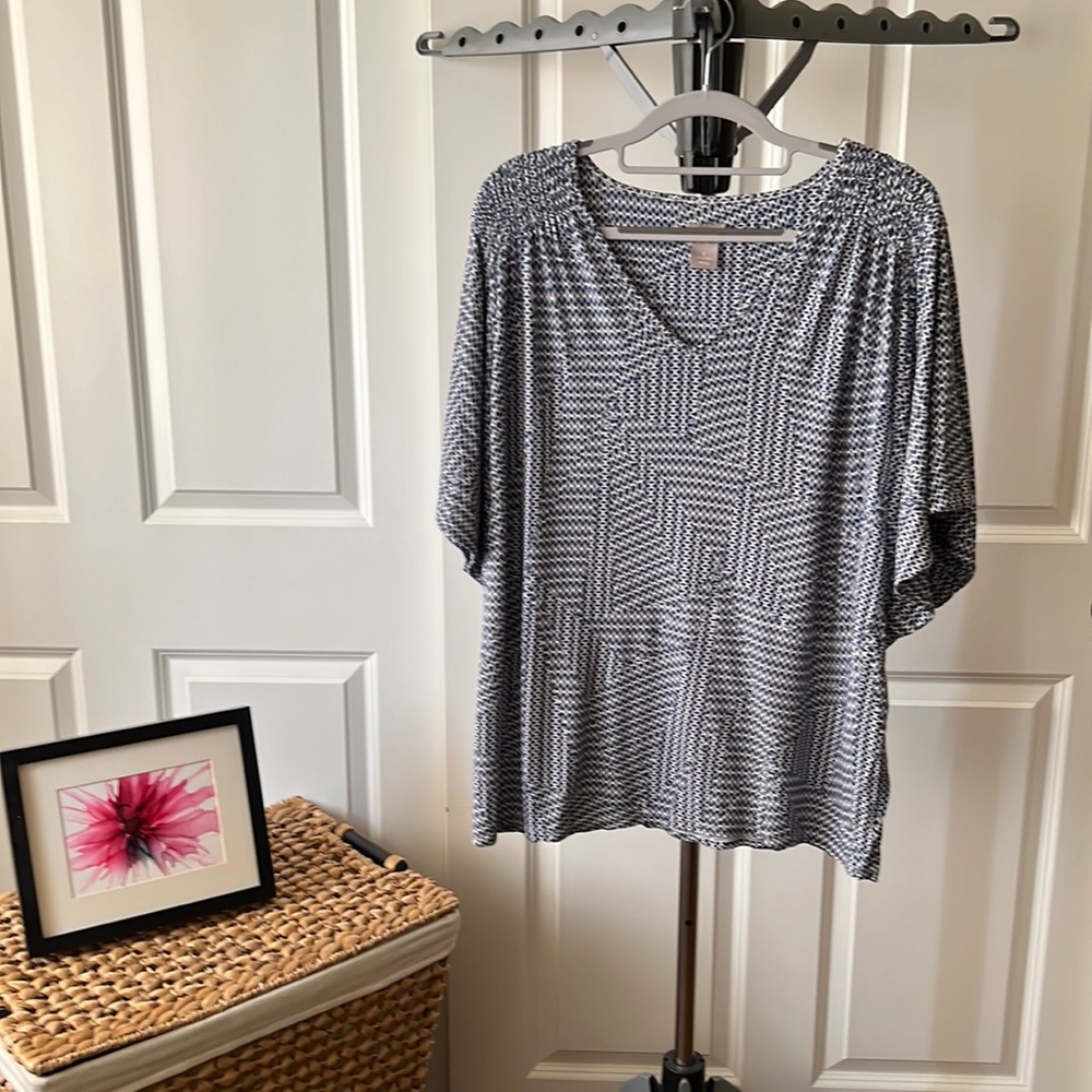 Chicos- blue, stretch rayon blouse